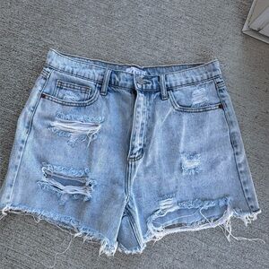 Cello Light Blue Distressed Denim Shorts